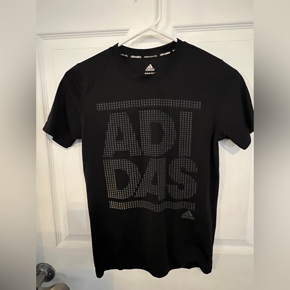 Boys Adidas Black Short Sleeve Tee Minimalist Design
